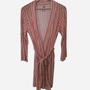 Tiny TALULAH Pink and White Candy Striped Open Front Long Robe Bamboo Spandex